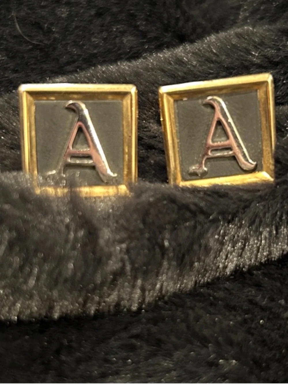 Monogram 'A' Square Gold Tone Cufflinks